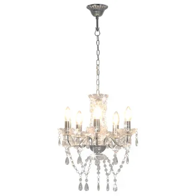 Immagine prodotto di Lampadario con Perline di Cristallo Argento Tondo 5 E14