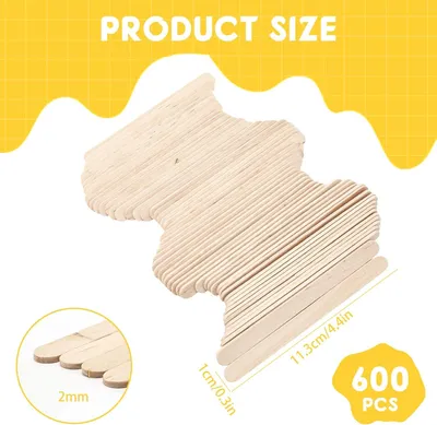 Imagen del producto de Palitos de madera, 600 unidades, para manualidades, palitos de madera para trabajos creativos