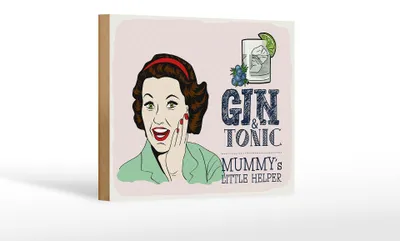 Produktbild von Holzschild Spruch lustig Gin Tonic Mummy´s Helper 18x12 cm