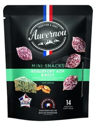 Obrázok produktu pre Mini Przekąska z serem Roquefort i orzechami - Suszona Kiełbasa Wieprzowa 75g