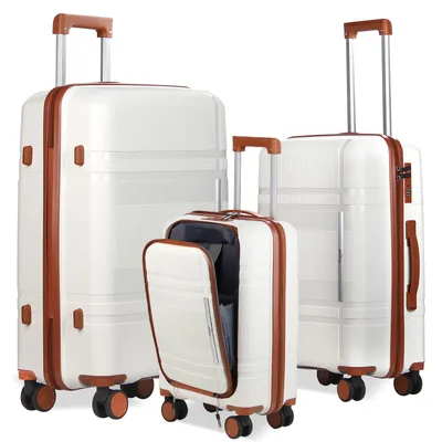 Produktbild von HOMELUX Hartschalen-Koffer Trolley Rollkoffer Reisekoffer Handgepäck 4 Rollen (M-L-XL-Set)  6939 Weiß