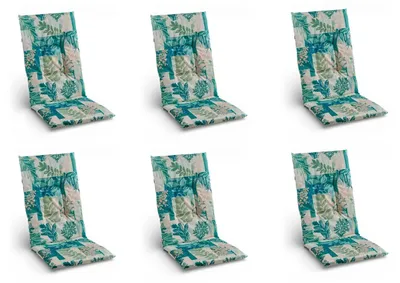 Produktbild von Gartenstuhlauflagen - 48 x 118 cm - Beige - Blau - Grün - Hochlehner - 6er Set
