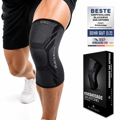 Produktbild von BLACKROX Kniebandage [Vergleichssieger 2024] Für Damen & Herren | Stabilisierung das Knie & Meniskus | Perfekt für Sport, Kraftsport, Schwarz, Gr. M