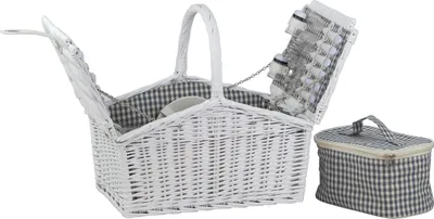Obrázek produktu pro Piknikový koš Willow White Chladicí taška pro 4 osoby Příbory s rukojetí