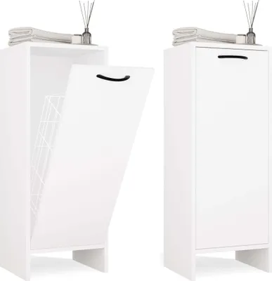 Produktbild von Badezimmerschrank Klara Weiß mit Wäschekorb