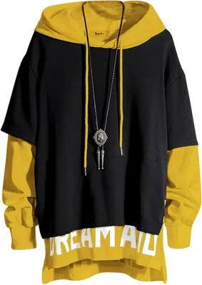 Obrázek produktu pro Pánská mikina s kapucí, streetwear, techwear, volný střih, módní, patchwork, černá, velikost XL