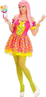 Produktbild von Candy Girl Kostüm Damen – Süßes Kleid mit Lutscher Gr. XL - 46/48