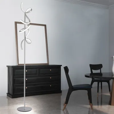 Produktbild von LED Stehleuchte, dimmbar, silber-weiß, geschwungen, Höhe 156 cm