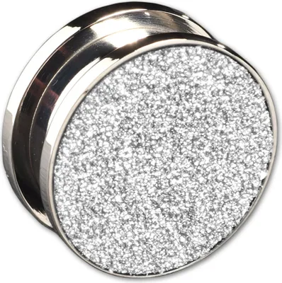 Produktbild von viva-adorno 1 Stück 8mm Plug Flesh Tunnel mit Schraubverschluss Edelstahl Glitzer Design Größe 3 - 12mm Z477, Silber