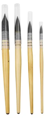 Zdjęcie produktu dla Kwast Professioneel - Zestaw 4 sztuk - włosie borsuka - do farlowych/temperowych - regulowana szerokość: 2/4/6/8 - trwała drewniana rączka - pędzle malarskie