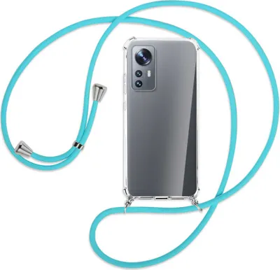 Produktbild von Handykette Backcover-Schutzhülle mit Band (Metall silberfarben) für Xiaomi 12 - türkis
