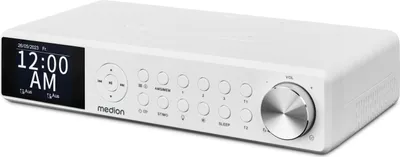 Produktbild von MEDION P66750 Küchen Unterbauradio (DAB+ Küchenradio, PLL UKW Radio, dimmbares TFT Farbdisplay, Koch Timer, Bluetooth, LED Leiste, inkl. Montagematerial) weiß