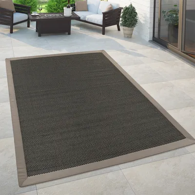 Produktbild von In- & Outdoor Teppich Balkon Küchenteppich Sisal Optik Einfarbig Anthrazit Braun Grösse 280x380 cm