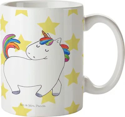 Produktbild von Mr. & Mrs. Panda Kaffeebecher Einhorn Stolzieren - Weiß - Geschenk, Tasse, Kaffeetasse, Pott, Reiten, Becher, Unicorn, Stolz, schöne, Einhörner, Pferd