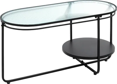 Productafbeelding van HAKU salontafel, zwart - Metaal, veiligheidsglas 5 mm, afmetingen: 90x49x42 cm