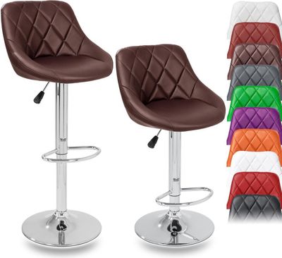 TRESKO 2er Set Barhocker Braun Barstuhl 360° Frei Drehbar Sitzhöhenverstellung 60-80cm