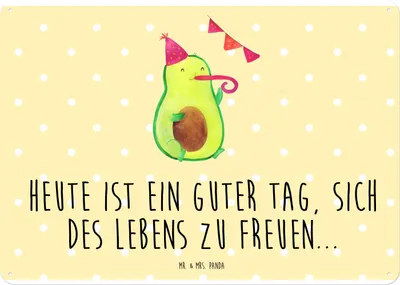 Produktbild von Mr. & Mrs. Panda Wandbild Avocado Party DIN A4 - Gelb Pastell - Geschenk, Türschild, tafel, Blechschild, Geburtstag, Happy Birthday, Schild, wandtafel
