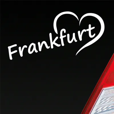 Produktbild von Auto Aufkleber Frankfurt Herz Stadt City Liebe Love Heimat 18x8 cm Weiss Glanz Sticker Heckscheibenaufkleber