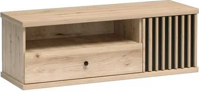 Image de MINIO go for it, meuble TV "CALI 7", lamelles, 124 cm, Chêne Artisan / Couleur noire