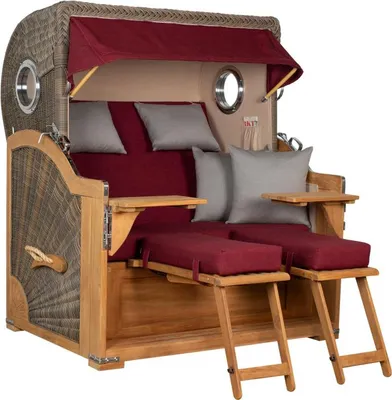 Produktbild von Strandkorb Westerland Teak Bullauge PE Grey Dessin 594