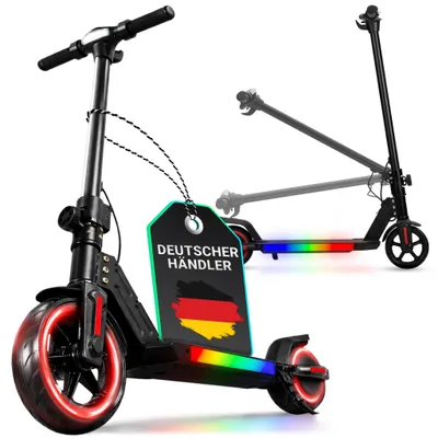 Produktbild von eFlux Kinder Elektroroller K1 | Faltbarer E Scooter - Elektroscooter - LED Display & Beleuchtung - 16 km/h - bis zu 15 km Reichweite - ab 6 Jahre