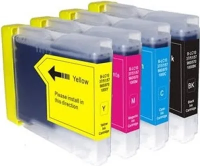 Image de Set de cartouches d'encre compatibles avec Brother LC-970 + LC-1000 noir, cyan, magenta, jaune pour DCP-130 135 150 330 350 357 540 560 680 750 770...