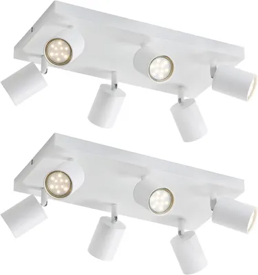 Produktbild von ZMH LED Deckenleuchte Weiß Deckenstrahler: GU10 Deckenlampe 6 Flammig 2ER 330°Schwenkbar Deckenspots Industrial Modern für Wohnzimmer Schlafzimmer Küche Flur