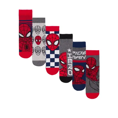 Image de Spider-Man - Chaussettes pour garçons (pack de 6) NS7629 (32 EU - 34 EU) (Coloré)