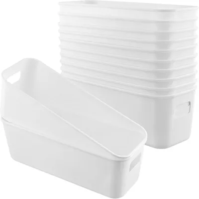 Imagen del producto de Cajas de almacenamiento de plástico, 12 unidades, con asas, para la cocina y el baño
