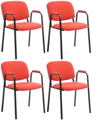Produktbild von CLP 4er Set Stapelstühle Ken Pro Stoffbezug gepolstert mit Armlehnen bis 150 kg rot