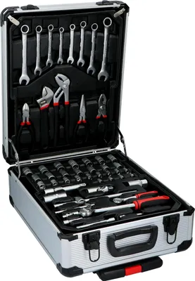 Image de KINZO Jeu d'outils 16672, 187 pièces, dans un coffret à roulettes en aluminium