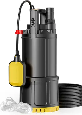 Produktbild von Wiltec Tauchpumpe mit Schwimmerschalter 1000 W, Tiefbrunnenpumpe bis 7 m Tiefe, Brunnenpumpe 30 m Förderhöhe, Wasserpumpe für Klarwasser