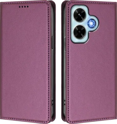 Image de Étui en cuir pour Xiaomi Redmi Note 13 4G, étui à rabat magnétique en cuirPolyuréthaneavec support, violet
