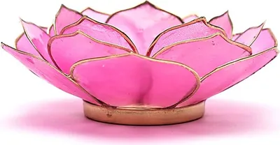 Produktbild von Lotus Teelichthalter rosa mit Goldrand -- 13.5 cm