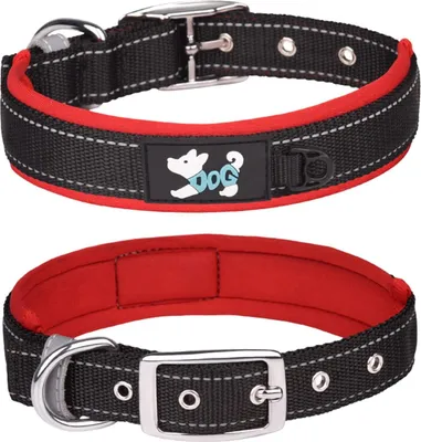 Produktbild von Bequeme weiche Neopren gepolsterte Hundehalsband reflektierende verstellbare schwere Nylonhalsband für alle Rassen große Hunde (XL rot)
