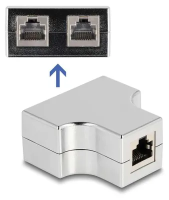 Image de Delock 87860 DELOCK RJ45 Splitter/T-Adapter 1xRJ45 zu 2xRJ45 Cat.5e STP
