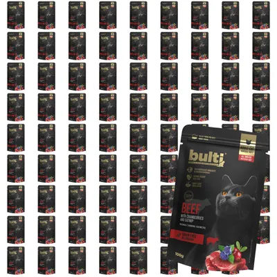 Produktbild von Bulti | Superfood Nassfutter für Katzen - 80x100g - 65% Rindfleisch - Ohnegetreide - Cranberry und Katzenminze