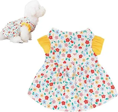 Immagine prodotto di Cappotto primaverile per cani con motivo floreale per femmine, taglia L, con anello a D.