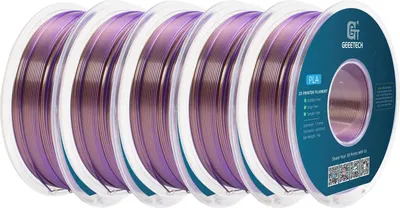 Produktbild von PLA 3D-Filament - Silk Bicolor 1,75 mm - Zweifarbig - Spule 5 kg - Toleranz ±0,03 mm - Länge 343 m - Vakuumverpackt - Gold/Lila