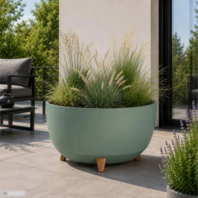 Produktbild von Milano Dekorativer Blumentopf mit Füßen patinagrün XL