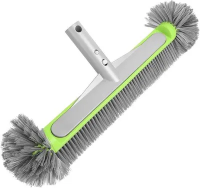 Image de Brosse pour piscine - 43 cm sans tige en acier, tige en aluminium, tête ronde, brosse de nettoyage pour piscines et baignoires