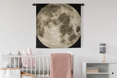 Produktbild von MuchoWow® Wandteppich Wandbehang Weltraum - Mond - Jahrgang 90x90 cm Tapisserie Dekoration Wandtuch - Wandaufhänger