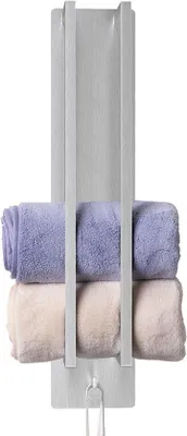 Zdjęcie produktu dla Uchwyt na ręczniki montowany bez wiercenia, wymiary 420 x 90 x 75 mm, wykonany ze stali nierdzewnej, samoprzylepny, przeznaczony do łazienki