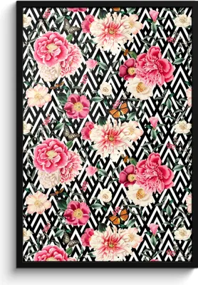 Produktbild von MuchoWow® MuchoWow® Gerahmtes Poster Blumen - Rosa - Schmetterling 60x90 cm - Poster mit zchwarzem Bilderrahmen - Kunst