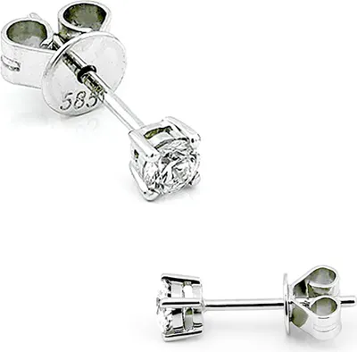 Produktbild von 585er Weißgold Diamanten Ohrstecker 4er Krappe Solitaire Ohrringe Brilliant - 0,20 ct.