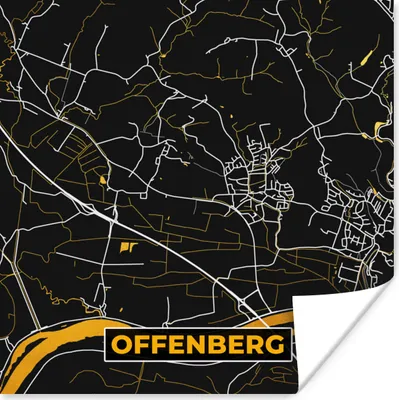 Produktbild von MuchoWow® Poster Gold - Deutschland - Karte - Stadtplan - Offenberg 50x50 cm - Wohnzimmerdekoration
