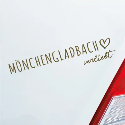 Produktbild von Auto Aufkleber Mönchengladbach verliebt Herz Stadt Heimat Liebe Car 19x4 cm Gold Sticker Heckscheibenaufkleber