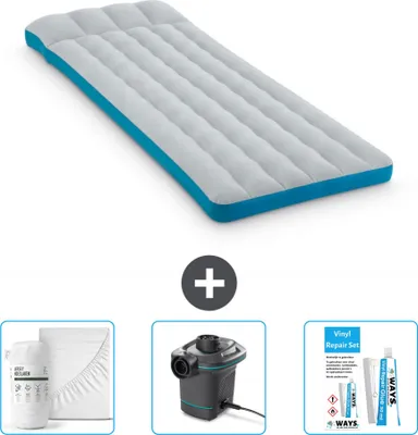 Produktbild von Intex Campingmatte – Französisches Bett – 72 x 189 x 20 cm – Blau – im Lieferumfang enthalten Spannbettuch - Pumpe en Reperaturset