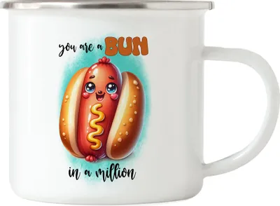 Produktbild von You Are a Bun in a Million Lustiges Hotdog Spruch Emaille Tasse