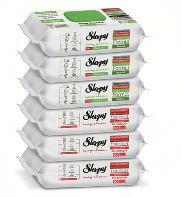 Produktbild von Sleepy Easy Clean Oberflächenreinigungstücher – 3x100 Kirsche + 3x100 Anannas | Gastro Bedarf